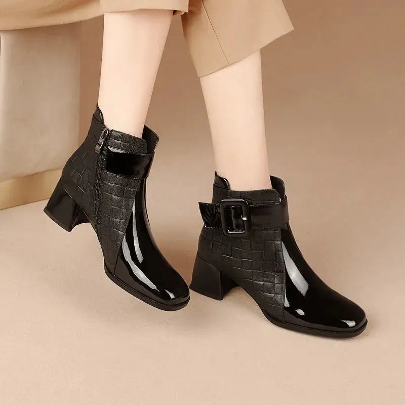 Croc-Embossed Ankle Boots