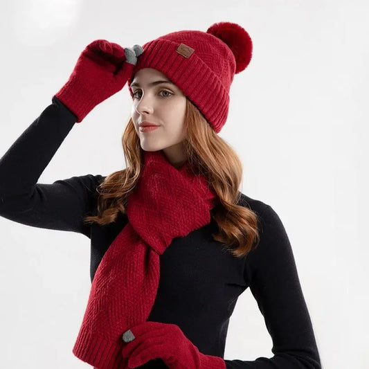 Stylish Hat, Scarf, and Touchscreen Gloves Set for a Cozy Winter