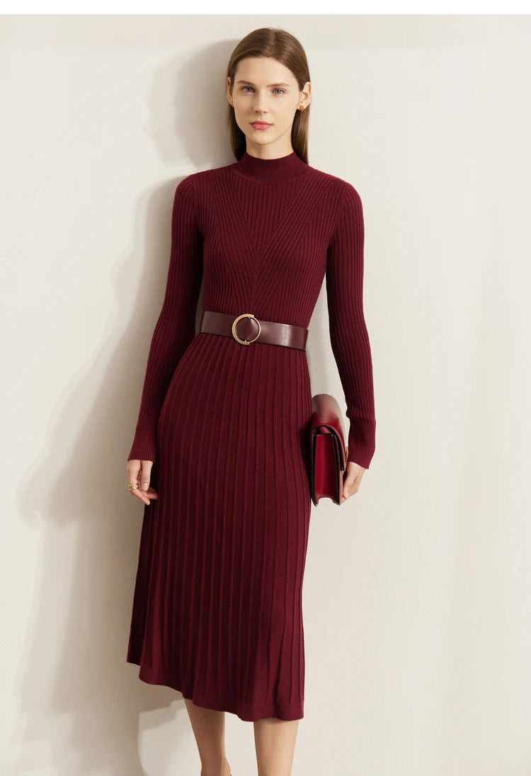 Sophisticated Ribbed Knit Midi Dress