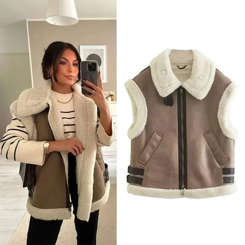 Shearling Luxe Aviator Vest