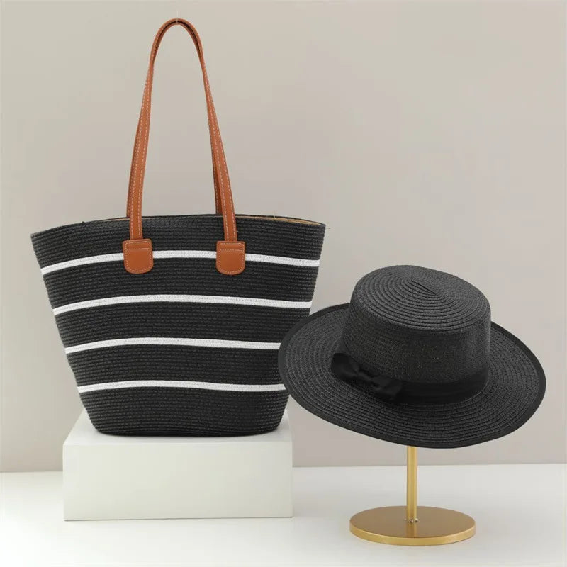 Essentials Straw  Hat & Bag Two-piece Set