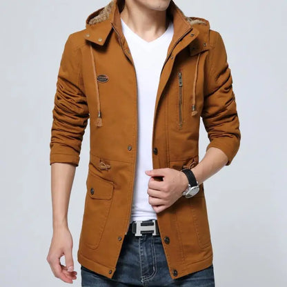 Casual Men’s Hooded Trench Coat