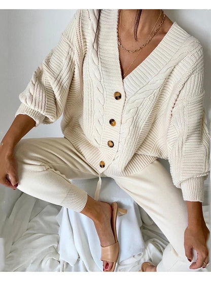 Elegant Knit Cardigan and Jogger Set