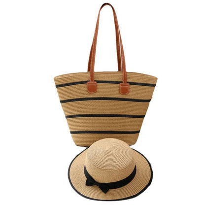 Essentials Straw  Hat & Bag Two-piece Set