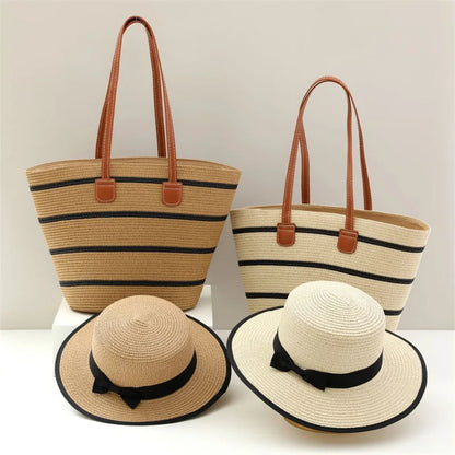 Essentials Straw  Hat & Bag Two-piece Set