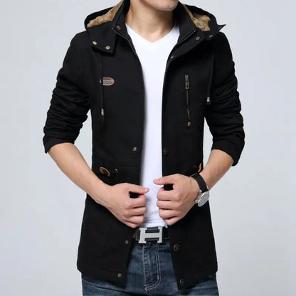 Casual Men’s Hooded Trench Coat