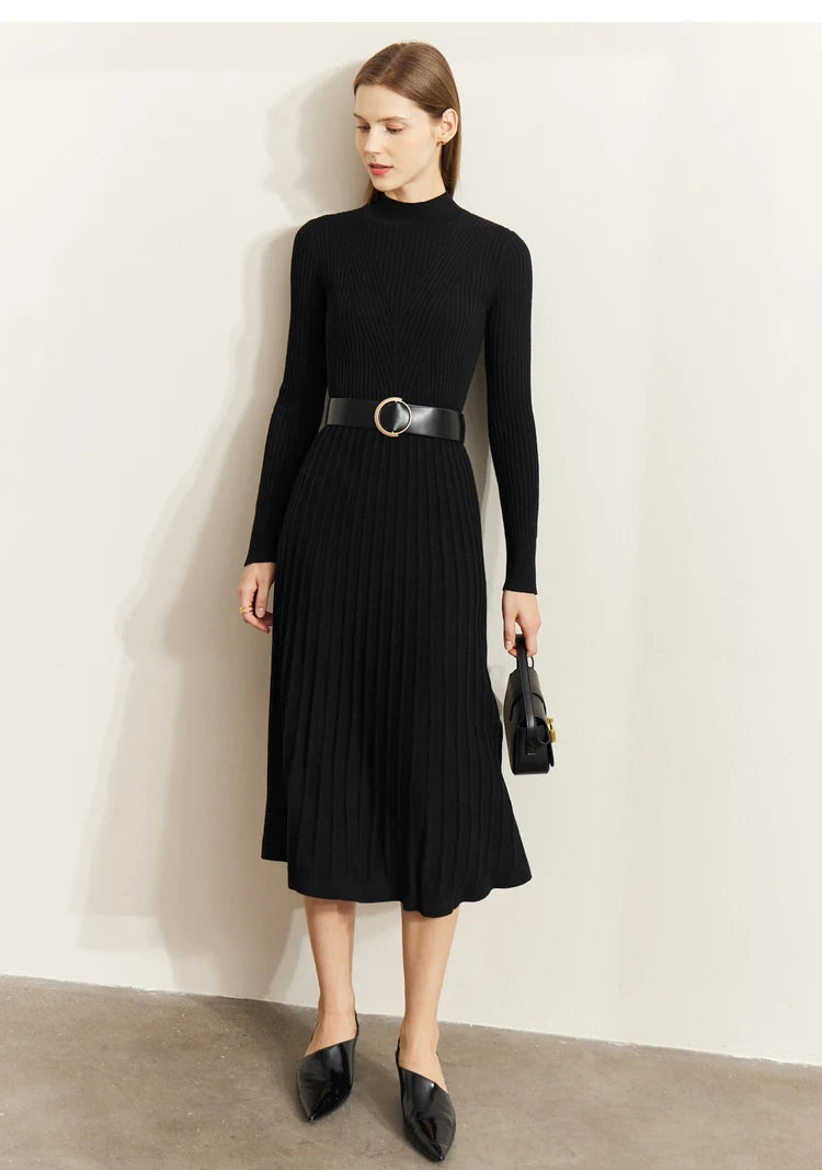 Sophisticated Ribbed Knit Midi Dress