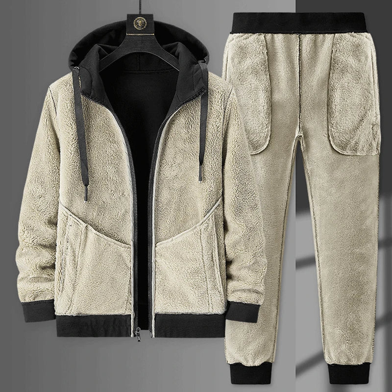 Warm Fur-Lined Tracksuit Set