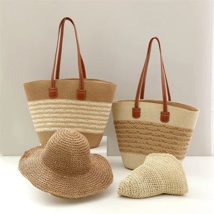 Essentials Hand Crocheted Straw Hat & Bag Set