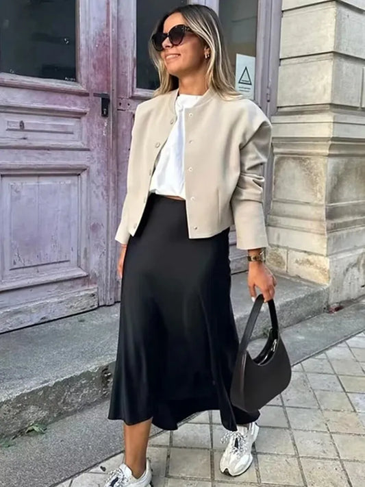 Luxe Satin Midi Skirt