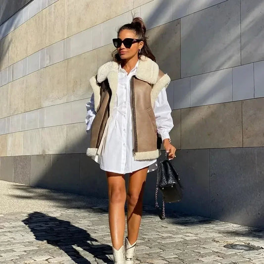 Shearling Luxe Aviator Vest