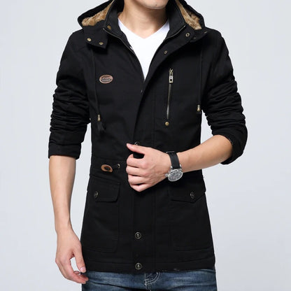 Casual Men’s Hooded Trench Coat