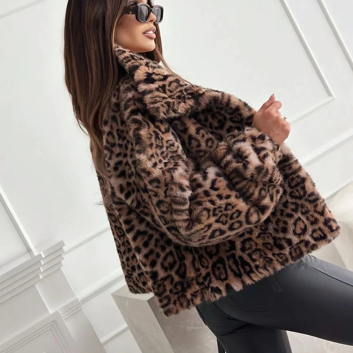 Stylish Leopard Print Coat