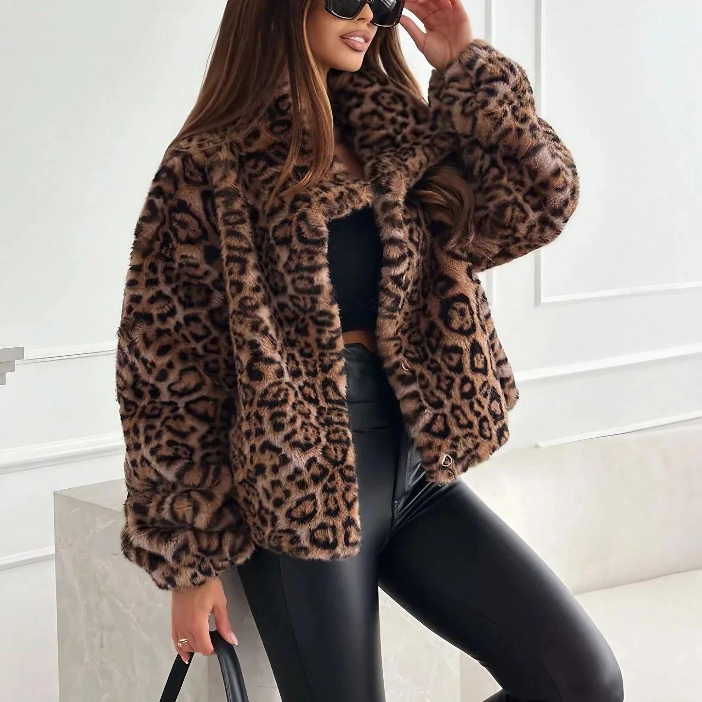 Stylish Leopard Print Coat