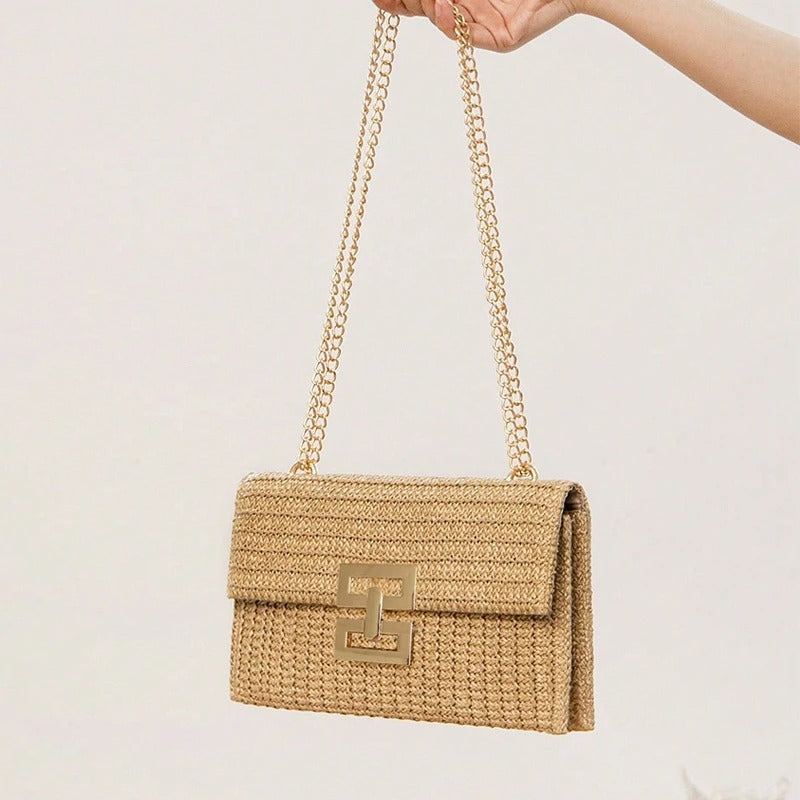 Elegant Summer Straw Envelope Beach Bag