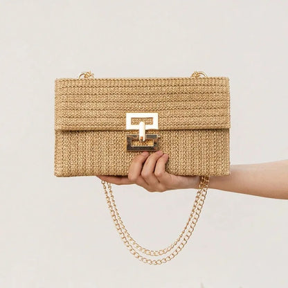 Elegant Summer Straw Envelope Beach Bag